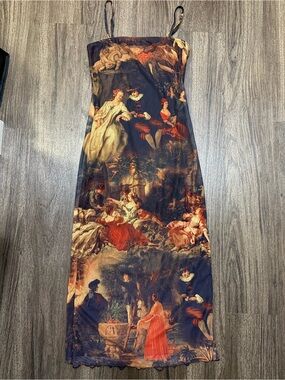 SHEIN Multi-Scene Baroque Print Spaghetti Strap Maxi Dress